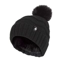 Ladies Winter Zigzag Patterned Fur Cuff Bobble Thermal Hat