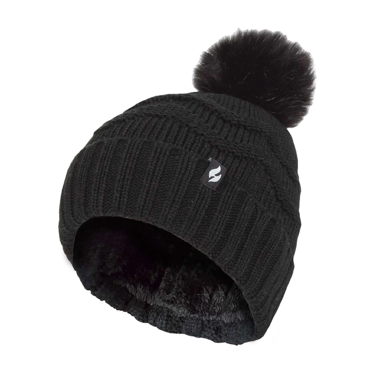 Ladies Winter Zigzag Patterned Fur Cuff Bobble Thermal Hat 3 Ladies Winter Zigzag Patterned Fur Cuff Bobble Thermal Hat