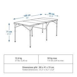 Quechua LARGE FOLDING CAMPING TABLE – 6 TO 8 PEOPLE -Sports Outdoor Store k1fbe9ba40659c45a65f22e49c0639349