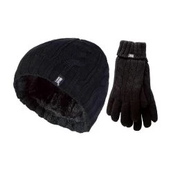 Ladies Fleece Lined Thermal Hat & Gloves Set For Winter