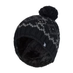 Mens Fleece Lined Thermal Winter Warm Beanie Bobble Hat With Pom Pom