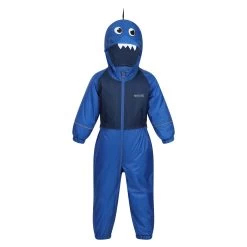 Regatta Childrens/Kids Mudplay III Hooded Rainsuit (Nautical Blue)