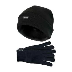 Mens Thinsulate Warm Acrylic Knitted Thermal Hat & Gloves Set For Winter