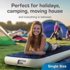 Single Camping Air Bed – Navy/White -Sports Outdoor Store ke0160c9288cb4396f815e970710f66df