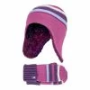 Girls Winter Warm Pom Pom Bobble Beanie Hat And Mittens Set