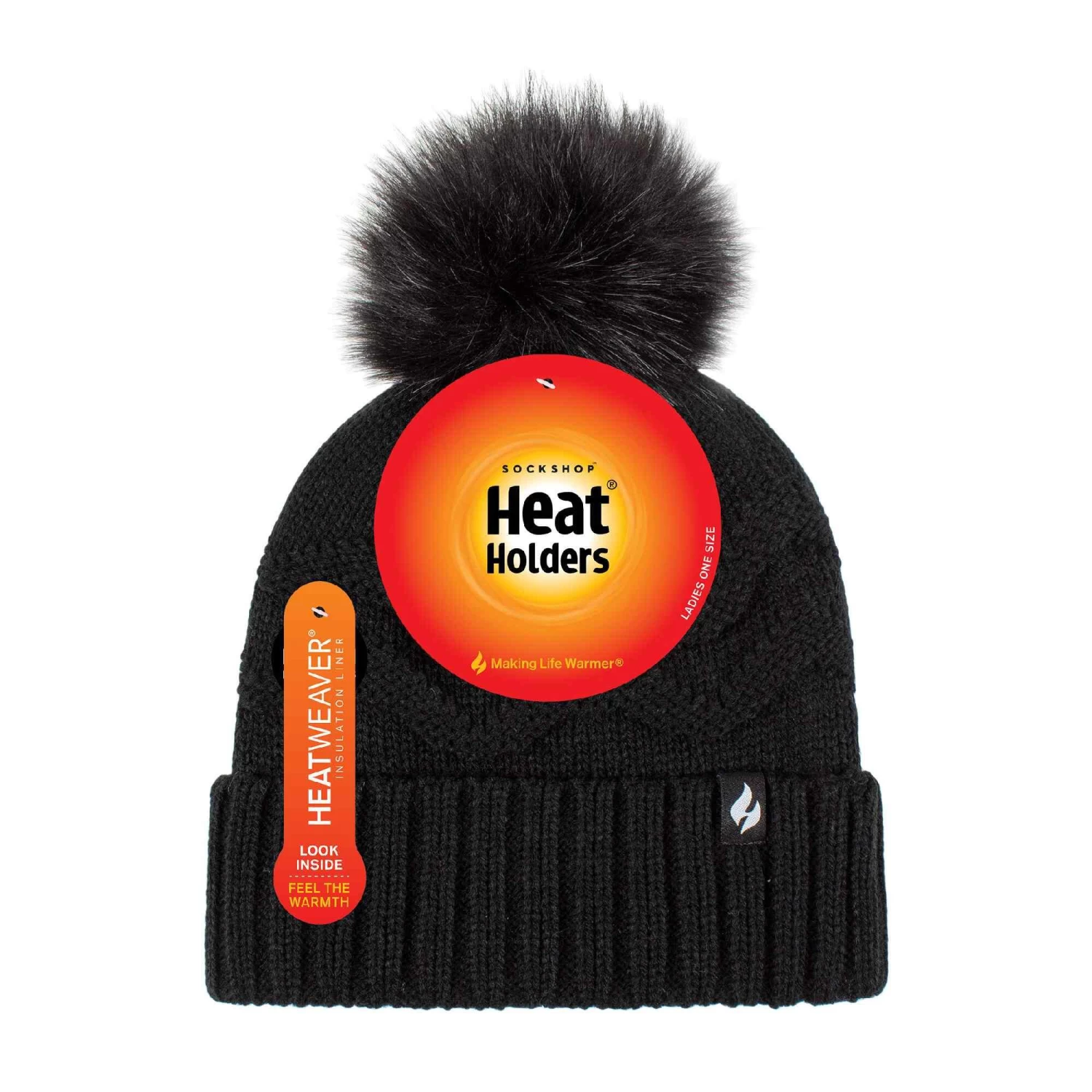 Ladies Winter Zigzag Patterned Fur Cuff Bobble Thermal Hat 4 Ladies Winter Zigzag Patterned Fur Cuff Bobble Thermal Hat - Image 2